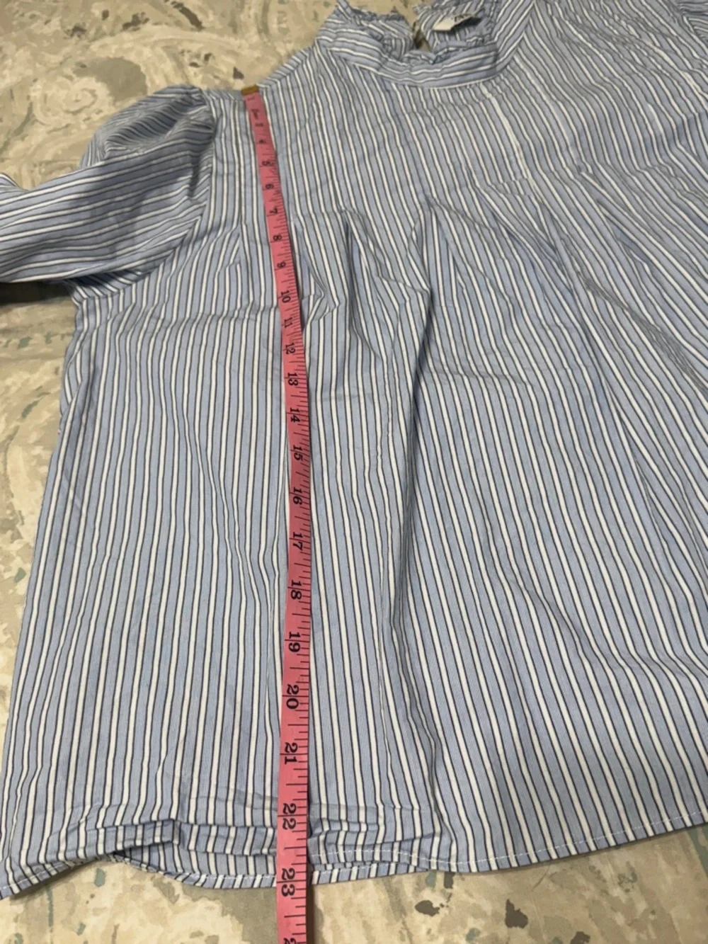 ZARA | Blue White Striped Ruffled Poplin Shirt Blouse - Picture 8 of 8